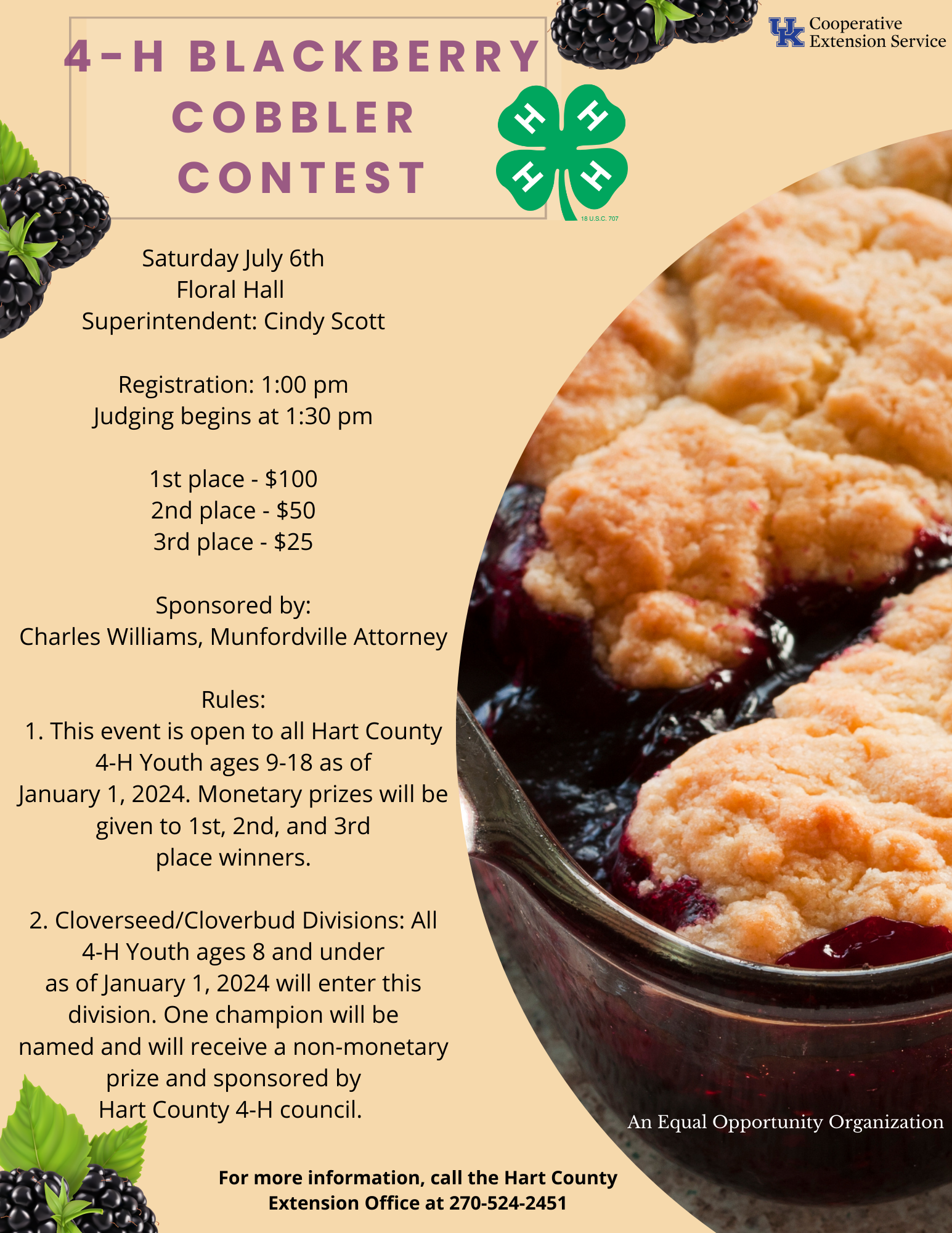 blackberry cobbler contest flyer